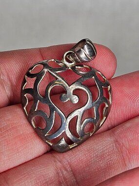 Milor 925 Sterling Silver Openwork Heart Pendant Charm
